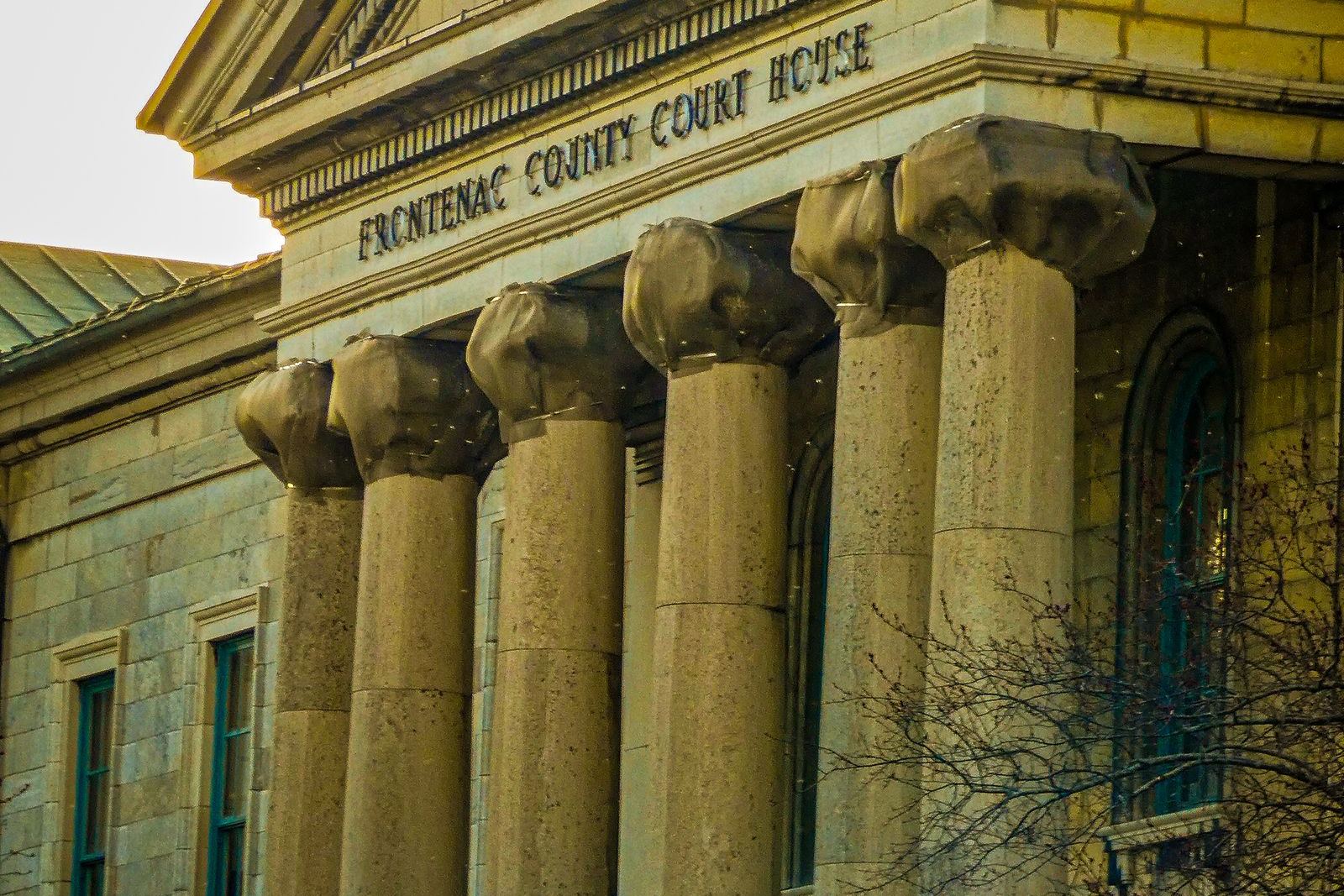 Neoclassical county courthouse facade