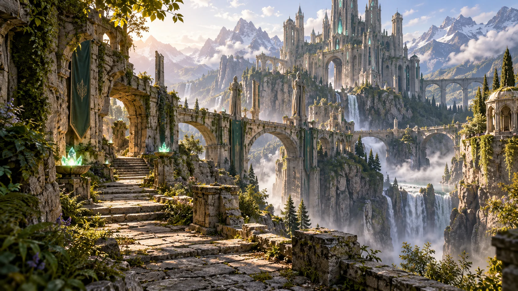 Original expansive 3D environment with layered terrain, architectural detail and atmospheric light